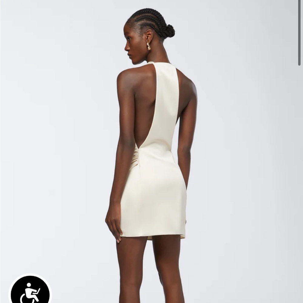 Ivory Satin Mini Dress - Picture 3 of 5